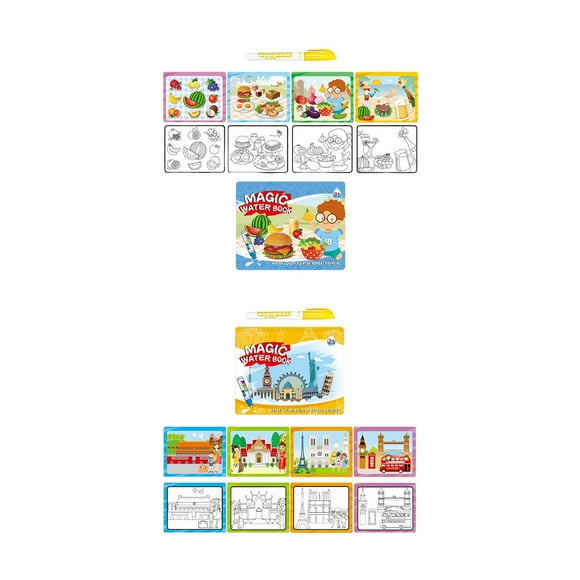 2x Adorable Water Painting Album Teaching Aid Gift for Activities Girls Boys Hugo Libro de pintura