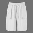 thumbnail image 6 of Mens Casual Shorts Cotton Summer Beach Shorts Shorts for Men Casual Men's Solid Color Casual Sports Elastic Waist Drawstring Pocket Shorts White S, 6 of 9