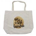thumbnail image 1 of Grandma Shopping Bag, Doodle Style Circular Motif Dots Background and Hand Lettering Words, Eco-Friendly Reusable Bag for Groceries Beach and More, 15.5" X 14.5", Cream, by Ambesonne, 1 of 2
