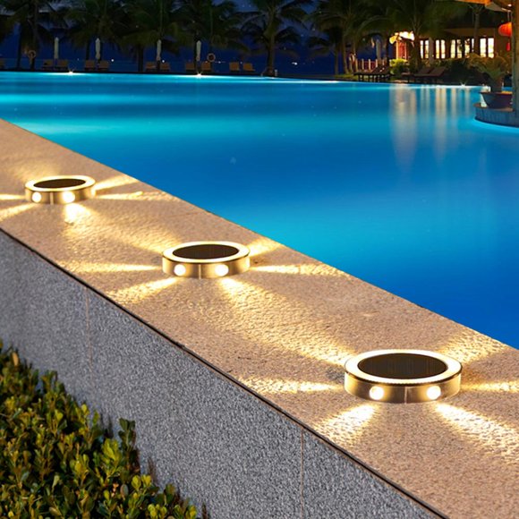 Feltree Solar Ground Spotlight with High-Brightness LED Beads, In-Ground IP65 Waterproof Landscape Lighting for Garden Pathways Auto on at Dusk