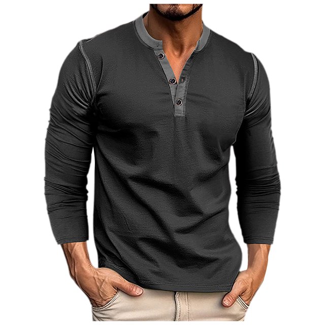 VBARHMQRT T-Shirts Graphiques pour Hommes T-Shirts d'Automne et d'Hiver à Col Chandail à Manches Longues Noir