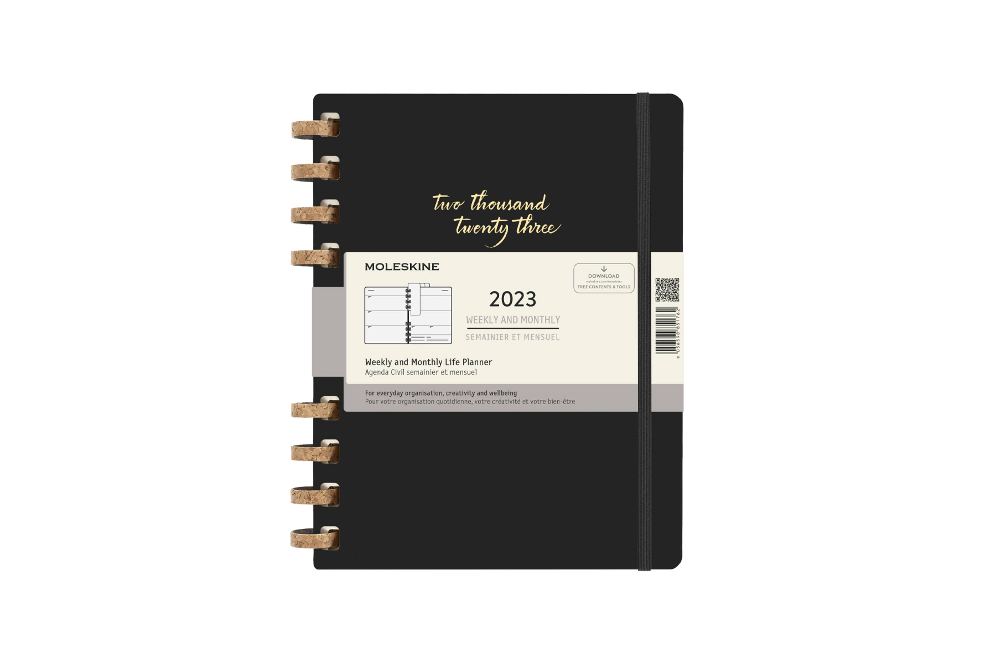 Moleskine 2023 Spiral Planner, 12M, Extra Large, Remake Midnight, Hard
