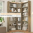 thumbnail image 2 of Casendy Tall Corner Bookshelf, Large Farmhouse 7 Tier Bookcase, L-Shape Book Shelf Display Storage, Freestanding Book Case for Living Room, Home Office, Natural Wood, 2 of 10