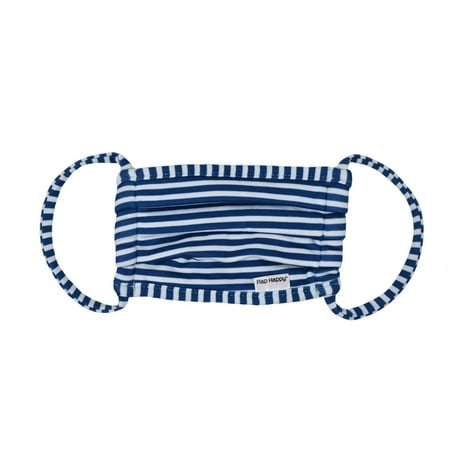 Flap Happy- Face Mask Reusable - Kids Face Mask - Navy Preppy Stripe - Comfortable & Cute - Flexible Smooth StretchyEarloops - Light, Gentle, and Airy - Anti-Wrinkle - for All Day Usage - Flap Happy