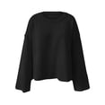 thumbnail image 3 of HAPIMO Women's Crew Neck Sweatshirts Fall Loose Basic Ribbed Sweaters Tops Lantern Sleeve Tees Fashion Solid Color Blouses Workout Regular Fitted Casual Knitted Black M, 3 of 4