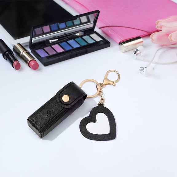 Zenithome Lipstick Storage Box With Mirror Coin Purse Keychain Cute Chic Compact Lightweight Soft For Travel Makeup Daily Errands In 2.8In X 2.2In