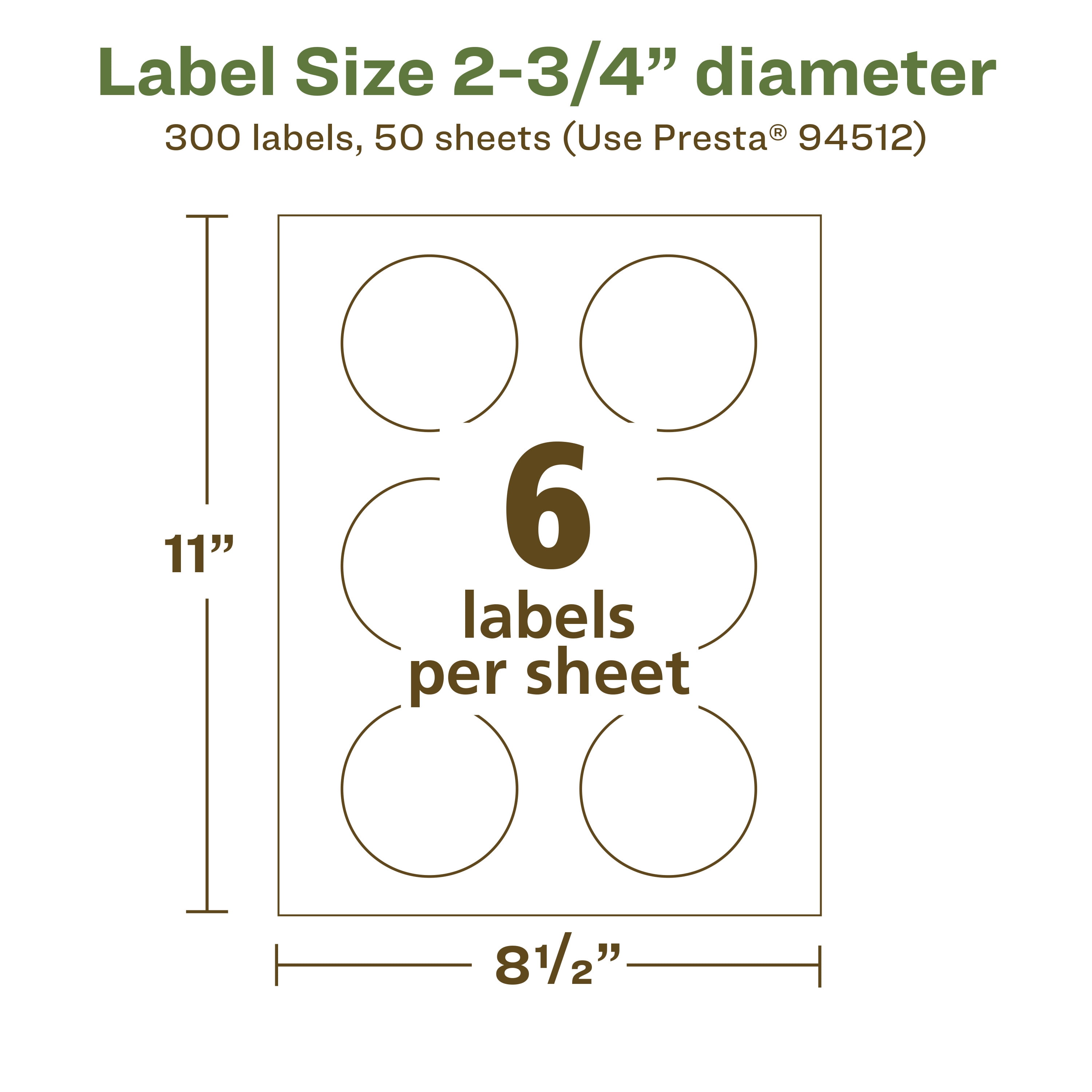 Avery EcoFriendly Round Labels, 2-3/4" Diameter, 300ct