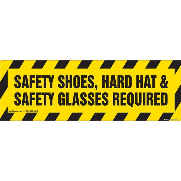 Safety Equipment Required Non-Slip Floor Marker | 3 Pack of 6" X 18" Vinyl Decal | Protect Your Business, Work Place & Customers |  Made in The USA