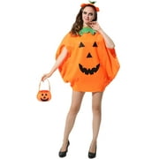 3PCS Adult Pumpkin Costume Halloween Pumpkin Cosplay Party Clothes and Hat