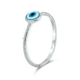 thumbnail image 2 of Minimalist Simple .925 Sterling Silver Midi Knuckle 1MM Band Stackable Evil Eye Ring for Teen for Girlfriend, 2 of 5
