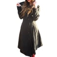 thumbnail image 7 of FASHIONWT Women Irregular Hem X-Long Coat Single Breasted Parka Overcoat, 7 of 7