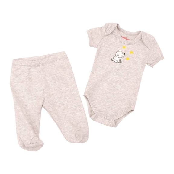 Conjunto Baby Creysi Unisex 3 M Cuello Redondo Estampado Oso Polar Gris 2 Piezas