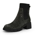 thumbnail image 1 of Dellytop Womens Lug Sole Platform Elastic Slip On Casual Chunky Block Heel Ankle Boots, 1 of 1