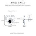 thumbnail image 4 of Rosec Jewels Bezel Set Heart Shape Black Spinel Paw Stud Earrings with Moissanite, 925 Sterling Silver, 4 of 6