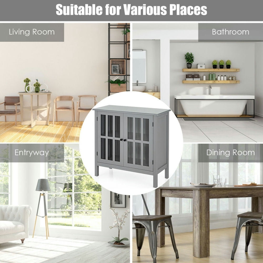 Finihen Kitchen Storage Cabinet, Buffet Sideboard, Glass Door Sideboard Console Storage Buffet Cabinet, for Dining Room, Kitchen, Living Room, Gray Finihen Kitchen Storage Cabinet, Buffet Sideboard, Glass Door Sideboard Console Storage Buffet Cabinet, for Dining Room, Kitchen, Living Room, Gray