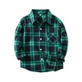 thumbnail image 2 of LFEOOST Kids Little Boys Girls Baby Long Sleeve Button Down Red Plaid Flannel Shirt Plaid Girl Boy Green 18-24 Months, 2 of 5