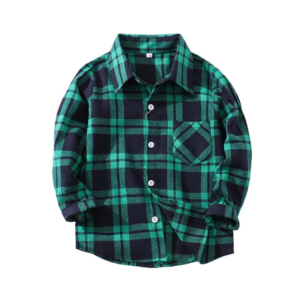 Niño Otoño Invierno Abrigo Niños Niños Niñas Camisa A Cuadros Chaqueta Manga Larga Solapa Botón Tops Prendas De Abrigo Odeerbi LM103-507