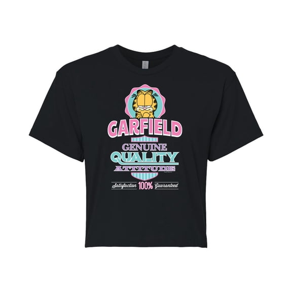 Garfield - Genuine Attitude - Juniors Cropped Cotton Blend T-Shirt
