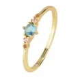 thumbnail image 2 of K-KED Hot Selling New Inlaid Synthetic Aquamarine Ring Wedding Ring for Women-Rose Gold-6, 2 of 9