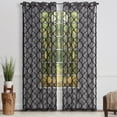 thumbnail image 1 of Chanasya Embroidered Moroccan Sheer Grommet Curtain Panel Set - Black, 1 of 3