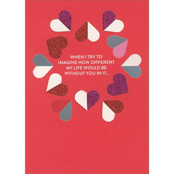 RSVP Can't Imagine My Life Without You 3D and Die Cut Glitter Hearts Romantic Valentine's Day Card