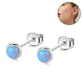 thumbnail image 1 of 1 par de pendientes hipoalergénicos de piedra lunar para mujer, pendientes de piedra lunar de plata de ley, pequeños pendientes redondos de estrella para personas sensibles, 1 of 8