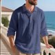 thumbnail image 5 of pstuiky camisetas de manga larga para hombre, Cárdigan informal de negocios para hombre, color liso, holgado, con botones, mangas largas y cuello vuelto camisetas de hombre l, 5 of 9