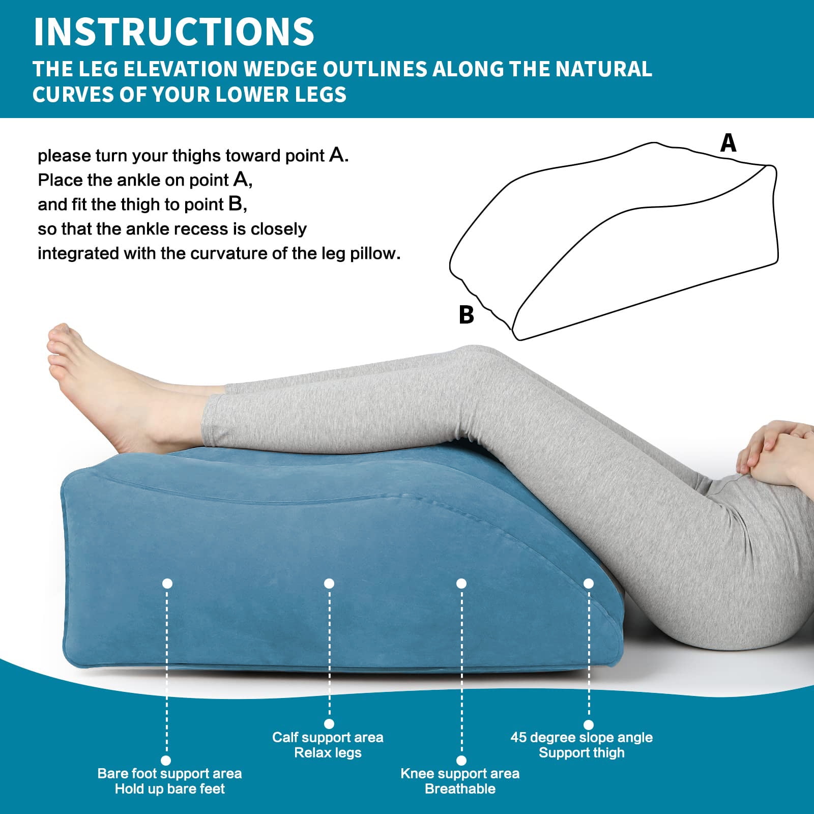Yunnyp Inflatable Leg Rest, Leg Wedge Pillow for Raising Legs and Kneehelps Relieve Edema - Improves Blood Circulation, Light and Portable