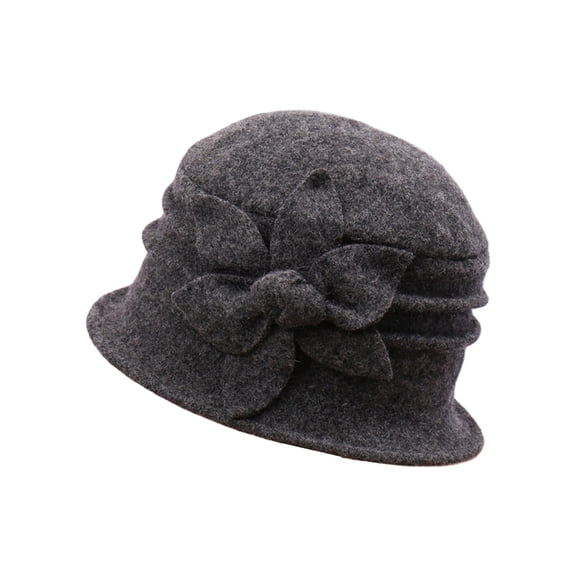 Women Sun HatsWool Mother Hat Outdoor Warm Windproof Wool Basin Hat Flower Topper Hat