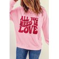 thumbnail image 7 of Women's Pink 'All You Need Is Love' Valentine's Slogan Graphic Sweatshirt - [ZhiHiMeRi] | (US 20-22)2XL, 7 of 7