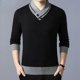 thumbnail image 3 of Suéteres de punto para hombres Jerseys de negocios empalmados Ropa de hombre beige Cuello en V Pedido Cálido Barato Invierno 2024 Diseñador Lujo Divertido X, 3 of 4