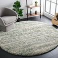 thumbnail image 2 of SAFAVIEH Hudson Jaden Striped Shag Area Rug, Ivory/Green, 4' x 4' Round, 2 of 11