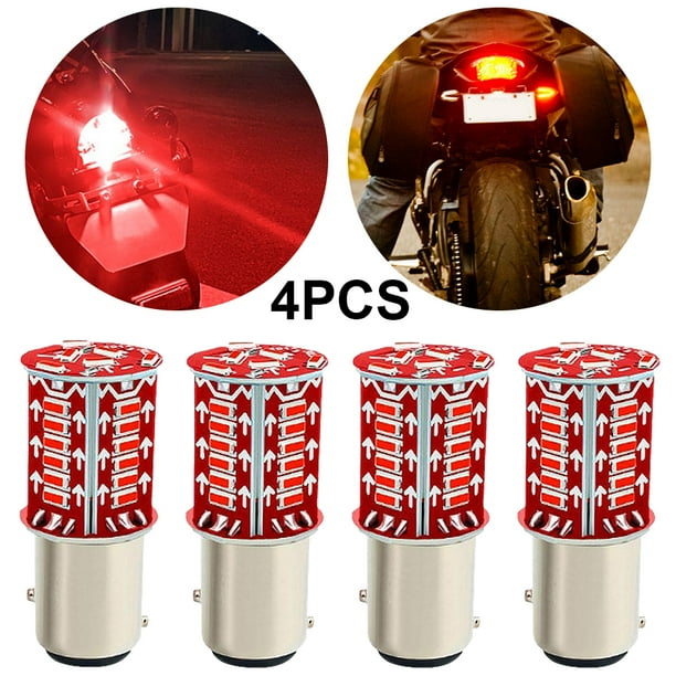 4PCS Lámparas Parada Flash Freno Trasera Coche Intermitente para Automóviles Motocicleta () Rojo
