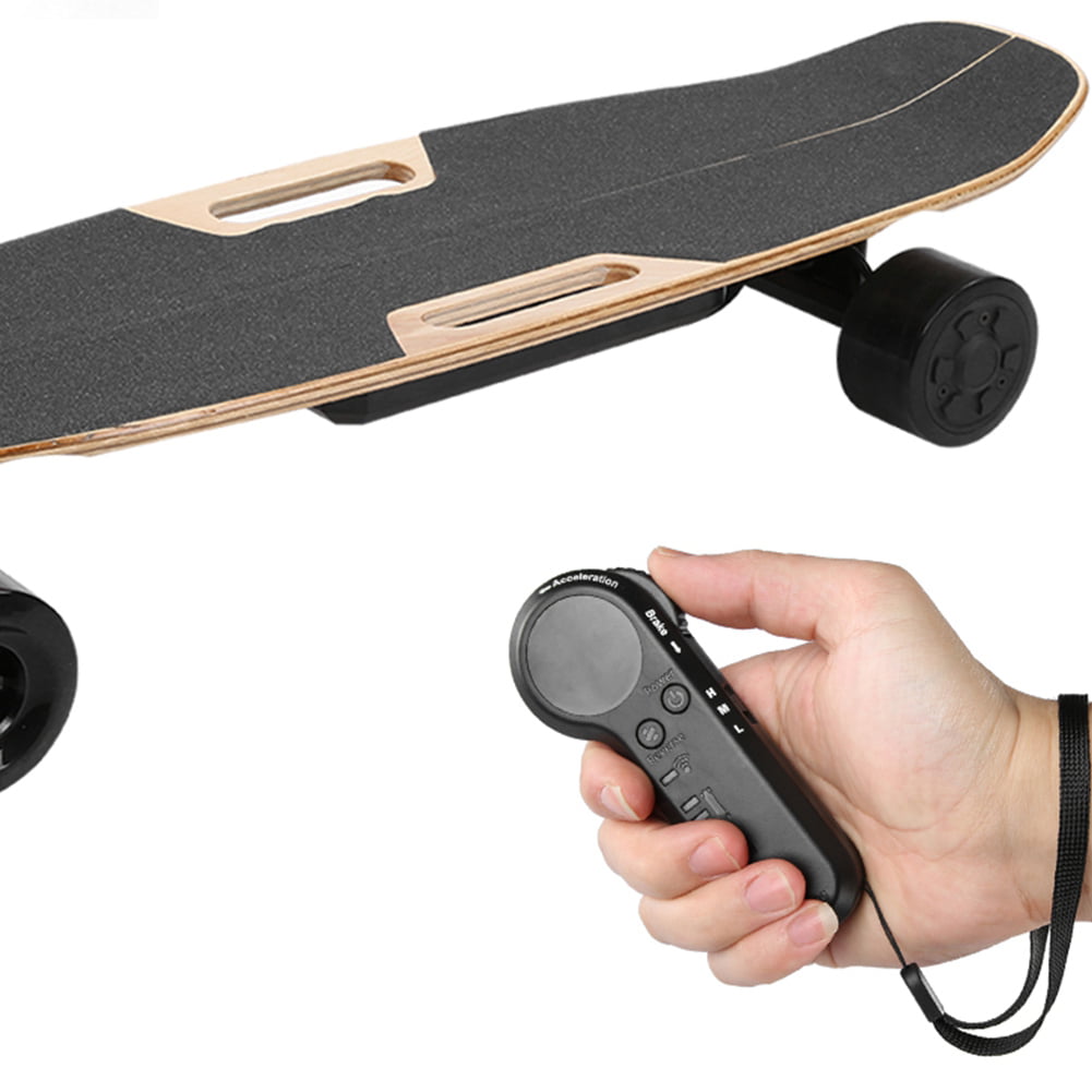 Electric Skateboard 4-Wheel Black Longboard Remote Control Power Indicator Kit