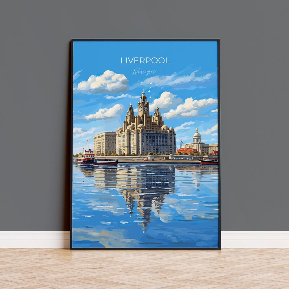 Liverpool Travel Print Travel Poster of Liverpool Merseyside England North West Coast Art Liverpool Gift Wall Art Print