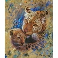 thumbnail image 2 of Chamard, Jean-Marc 26x31 White Modern Wood Framed Museum Art Print Titled - Panther with cub 02, 2 of 4