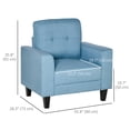 thumbnail image 3 of HOMCOM Button Tufted Armchair Upholstered Accent Chair with Rubberwood Legs, 3 of 10