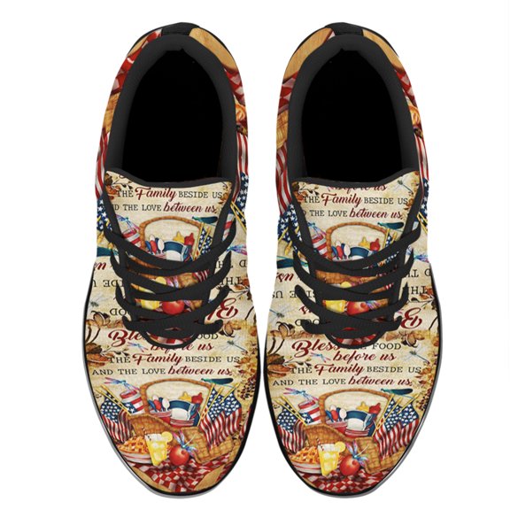 Bless Us 4th July Shoes Women's Fashion Sneakers Tennis Running Shoes for Men Women Black Size 3.5