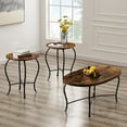thumbnail image 4 of VECELO 3-Piece Coffee Table Set with Oval offee Table and Set of 2 End Table for Living room, Brown, 4 of 8
