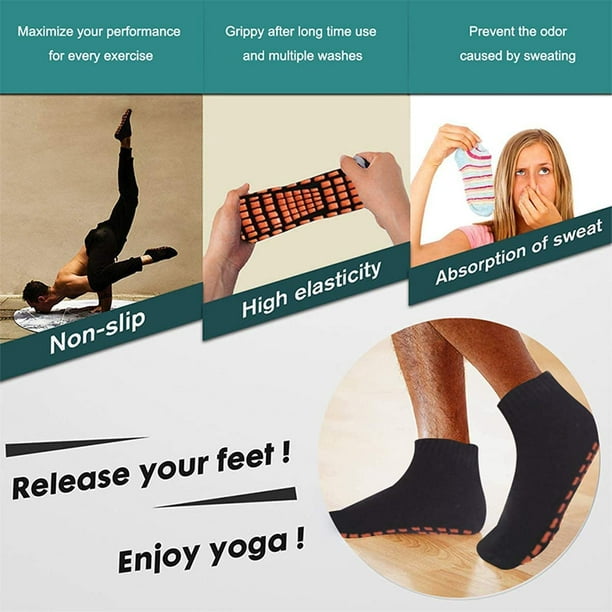 5 Pairs Non Slip Grip Socks For Women Men Yoga Pilates Hospital
