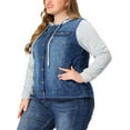 thumbnail image 4 of MODA NOVA Juniors Plus Size Layered Drawstring Hood Denim Jacket Dark Blue 4X, 4 of 6