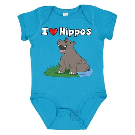 

Inktastic I Love Hippos Gift Baby Boy or Baby Girl Bodysuit