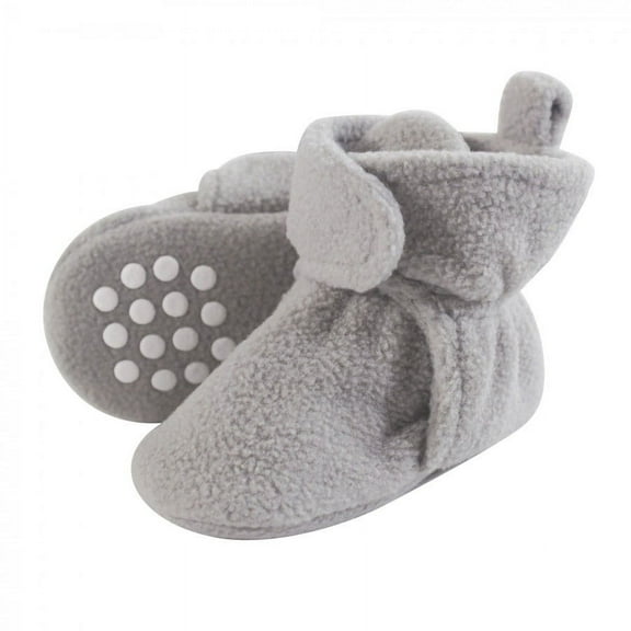 Luvable Friends Baby and Toddler Cozy Fleece Booties, Neutral Gray, 0-6 Months