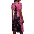 thumbnail image 5 of Halloween Dresses for Women Spider V Neck Bat Vintage Wrap Dresses Ghost Short Sleeve Fall Wedding Guest Dress M, 5 of 5