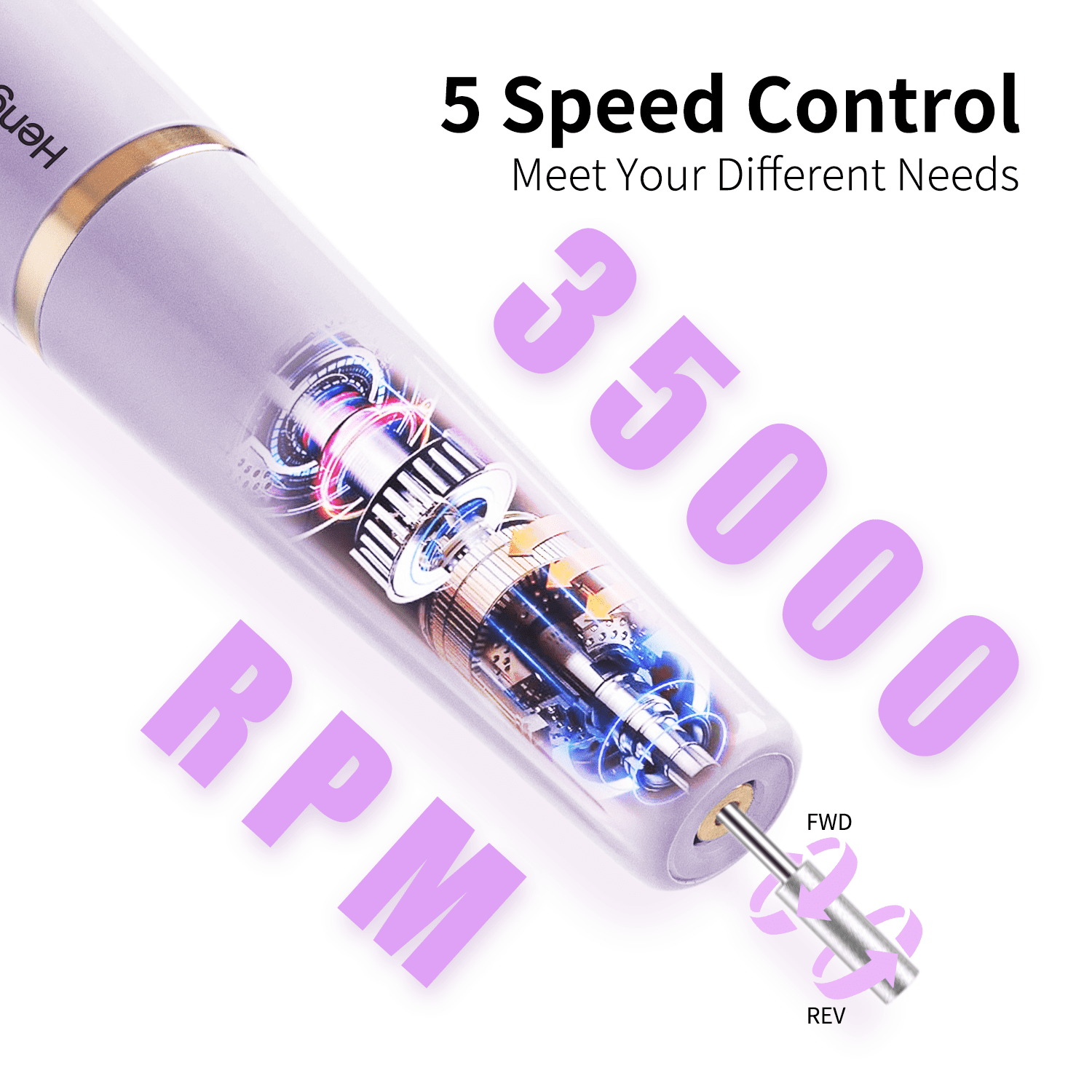 New Design Purple Electric Nail Polisher Professional Nail Drill Kit, Portable Electric File with 12 Attachments and 6 Sanding Belts, 35000 RPM Portable USB Rechargeable