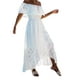 thumbnail image 3 of Txlixc Vestido Casual para Mujer, Hombros Descubiertos, Manga Corta, Cintura Media, Encaje, Bordado, Color Sólido, Vestidos Irregulares Txlixc Estilo de ocio, 3 of 9