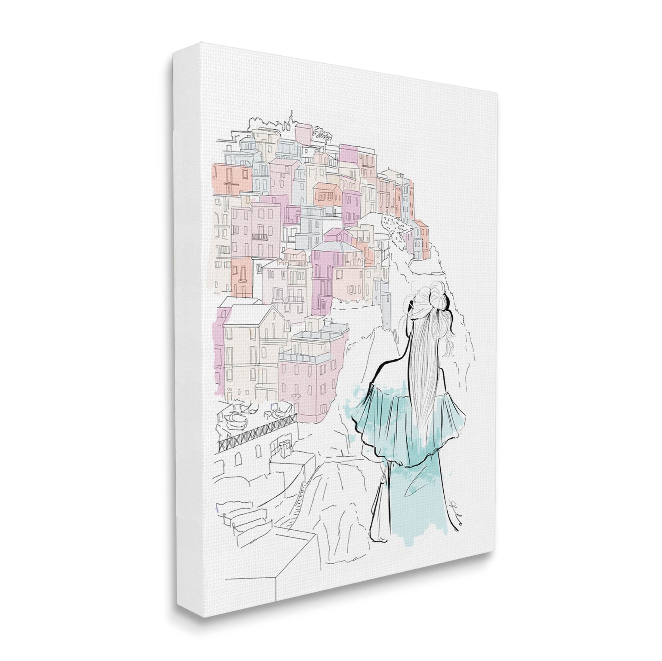 Stupell Industries Stylish Girl Overlooking City Graphic Art Gallery Wrapped Canvas Print Wall Art, Design by Alison Petrie