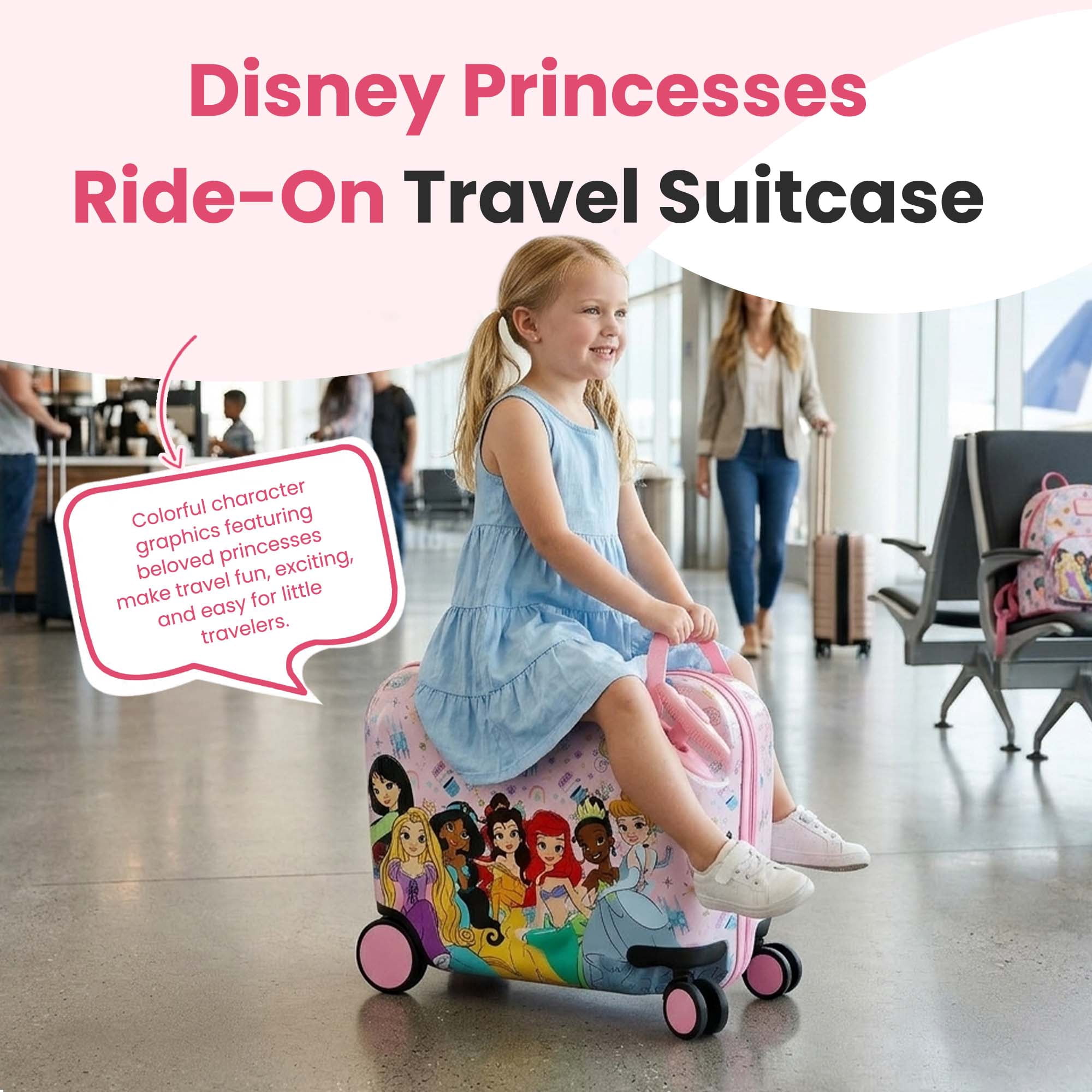 Disney Princesses Ride-On 18" Suitcase For Kids & Toddlers