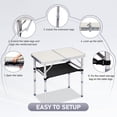 thumbnail image 2 of Ktaxon 2' Portable Folding Table with Adjustable Mesh Storage Bag, 3 Level Height Adjustable Camping Picnic Table with Metal Frame & Handle, White, 2 of 9