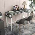 thumbnail image 5 of Costway Bar Table with Power Outlets Counter Height Table with Storage Compartments Wooden Grey, 5 of 11